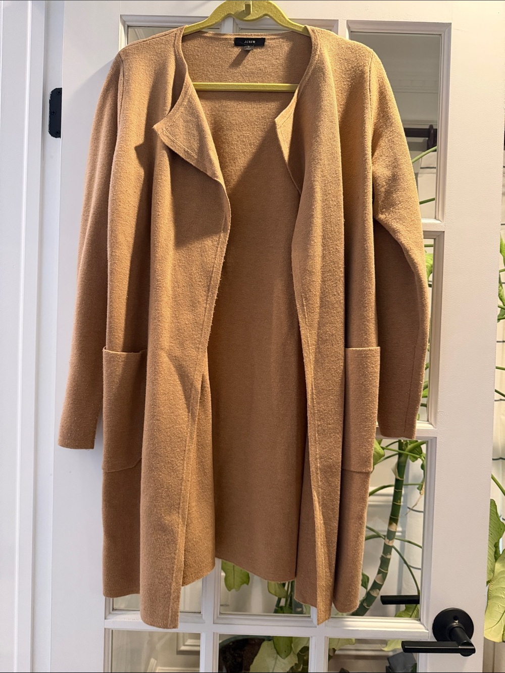 J. Crew camel open-front long cardigan